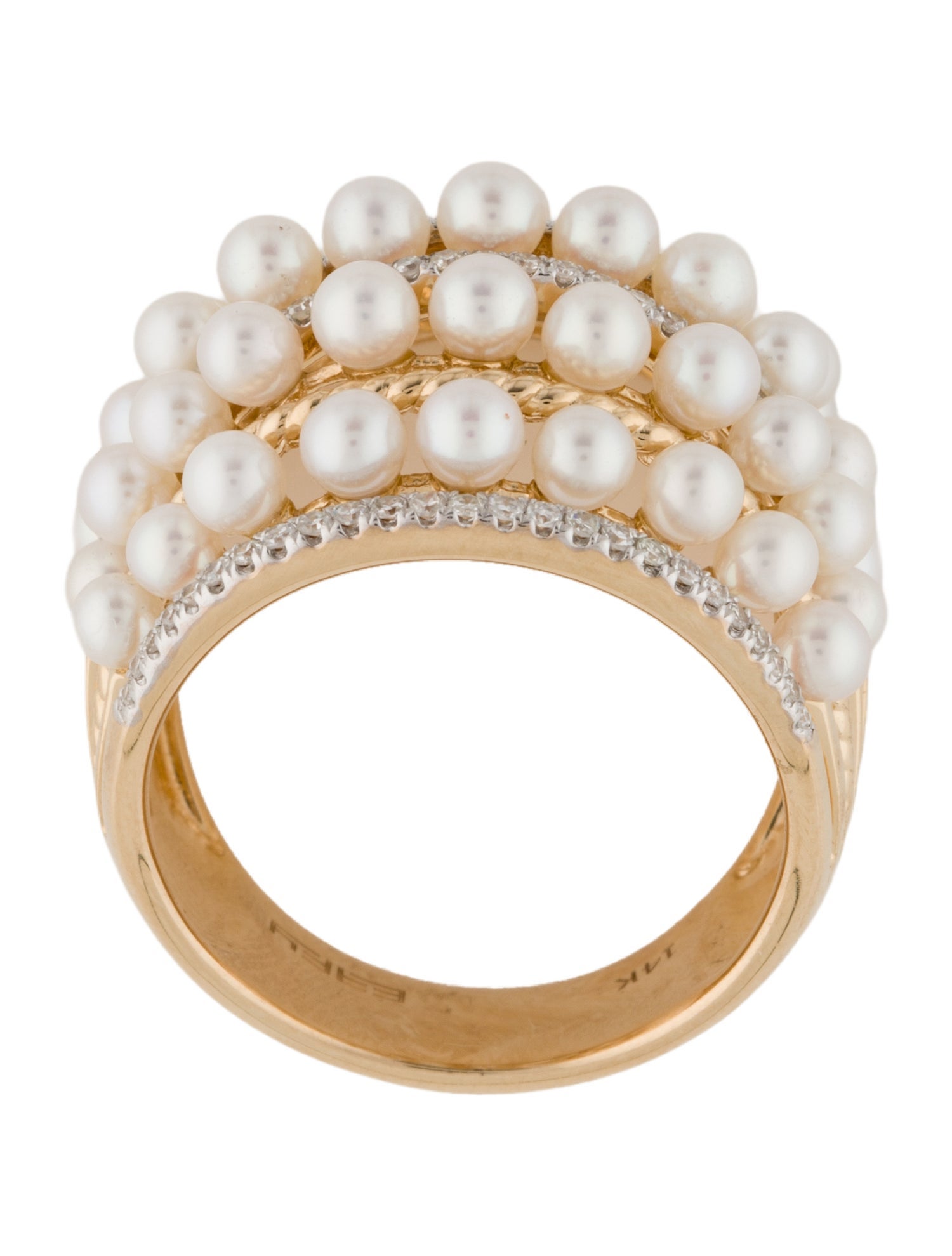 Effy Jewelry 14K Pearl & Diamond Dome Cocktail Ring